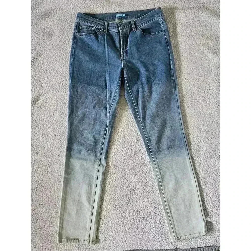 j mclaughlin jeans ombre blue to white straight leg Stretchy Women's size 8